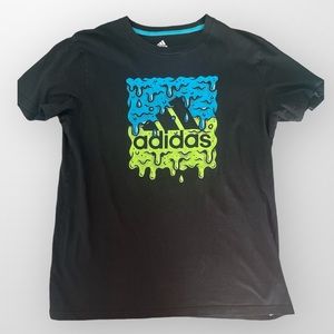 ADDIDAS boys black tshirt with “slime” detail. Size XL (16/18)
